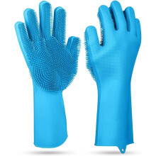 1 paire de gants en silicone pour le toilettage des animaux et la vaisselle – Gant de toilette pour le bain, la cuisine, la salle de bain et la