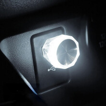 Imréiteach! Soilse Taobh Istigh Gluaisteáin Mini LED USB, Atmaisféar Neoin, Lampaí Comhthimpeallacha, Soilse Gorma Bán | N9P9