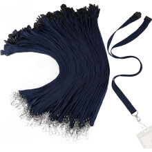 Lot de 30 cordons détachables avec crochet en J, plats, pour badges d'identification, porte-badges, porte-cartes et sangles de cou (bleu marine)