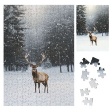Deer Snow Forest Wooden Jigsaw Puzzle for Family Friends Home Decor, Premium Eco-Friendly Materials 300PCS