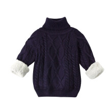 Leuke effen trui voor jongens en meisjes, dikke casual trui voor de herfst en winter, met lange mouwen en ronde hals, houdt kinderen van 1-6 jaar