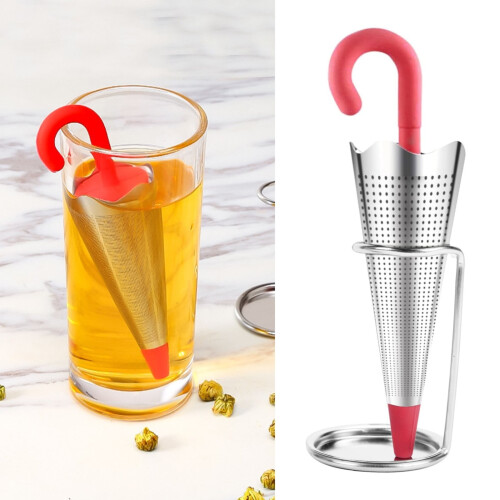 Umbrella Tea Infuser with Drip Tray, Stainless Steel, 1 pc