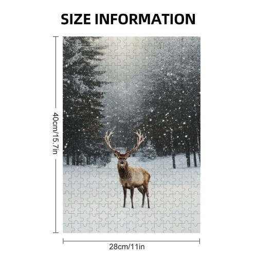 Ξύλινο παζλ Deer Snow Forest για διακόσμηση σπιτιού οικογένειας και φίλων, κορυφαίας 1