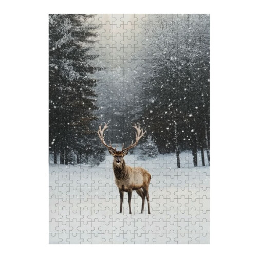 Ξύλινο παζλ Deer Snow Forest για διακόσμηση σπιτιού οικογένειας και φίλων, κορυφαίας 2