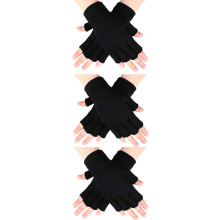 Lot de 3 paires de mitaines d'hiver tricotées, chaudes et extensibles, pour hommes et femmes.