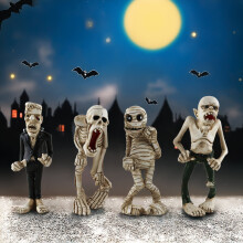 Halloweenská figurka strašidelná mini mumie zombie kostra pryskyřičná socha sochařství vnitřní domácí kancelář dekorace na stůl