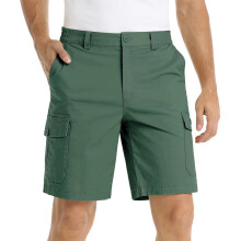 Pantalones cortos casuales para hombre, con múltiples bolsillos, cintura elástica, botón y cremallera. Pantalones cortos deportivos casuales tipo