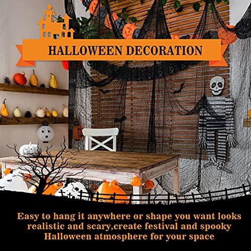 Halloween Creepy Ύφασμα Μαύρο80160 ίντσες - Εκπτώσεις για Διακοσμήσεις Halloween - 1