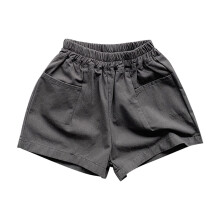 Zomerse katoenen shorts voor peuters van 2-8 jaar (jongens en meisjes) in effen kleur, casual shorts met zakken.