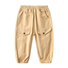 Ediodpoh Boys Casual Trousers, Comfortable School & Everyday Wear, Solid Color Workwear Style, Khaki, 6-7 Years, Compatible with Kids Age 3-8
