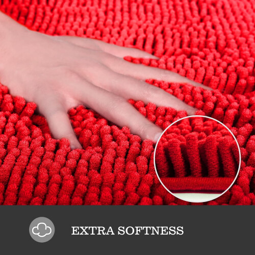 Rode chenille badmat 17x24 inch – Absorberend en antislip 1