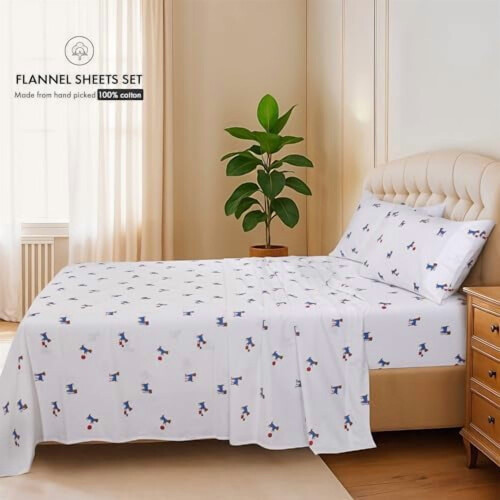 Φανελένια Σεντόνια Twin XL100% Βαμβάκι Διπλό Βουρτσισμένο 3 Τεμαχίων 1