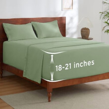 4-teiliges Bettwäscheset für Queensize-Betten mit tiefen Taschen, 100 % Polyester, 53 cm (21 Zoll) Breite