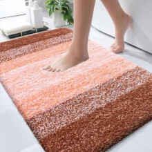 Tapis de salle de bain en microfibre orange 91 x 61 cm avec revĂŞtement en caoutchouc