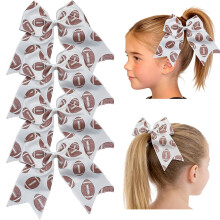 Football print hair bows set 4 pcs 8 inch