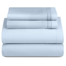 Ensemble de draps de lit 4 pièces en microfibre brossée bleue