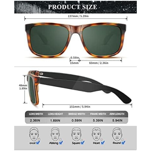 Γυαλιά ηλίου Polarized για άνδρες, γυναίκες, κλασικό ματ μαύρο σκελετό, προστασία UV, 3 2