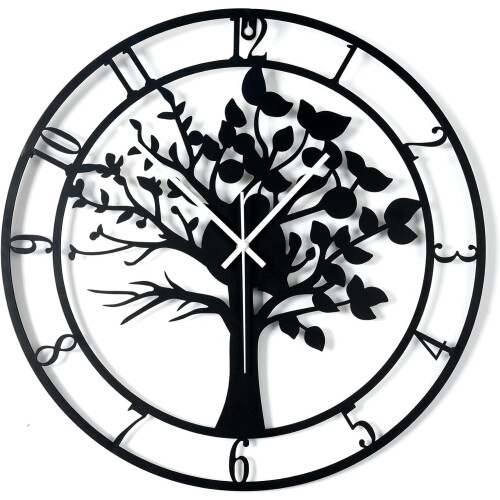Tree of Life Vægur 20 tommer sort metal lydløst