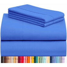 Ensemble de draps en microfibre pour lit queen, 4 pièces, poches profondes 40 cm (16 pouces)
