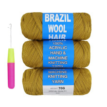 Hilo de lana brasileña negra natural para trenzas jumbo, rastas postizas, rastas estilo diosa y trenzas senegalesas – 6 rollos