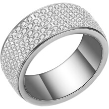 8MM Ringar, Herr- och Damringar i Rostfritt Stål Moderiktiga Simple5Rows med Rund Kubisk Zirkonia Enkel Vigselring