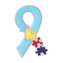 Broșă de rever cu panglică puzzle colorată pentru conștientizarea autismului, insignă, 1 buc. K-Fast V2X4