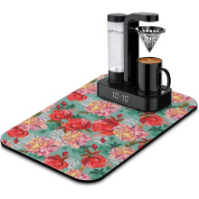 Covoraș de cafea distractiv, 48 x 30 cm, absorbant și antiderapant pentru blaturi, se potrivește sub espressorul de cafea – Compatibil cu toate