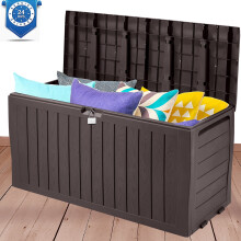 Outdoor Storage Box Espresso 75 Gallon Waterproof with