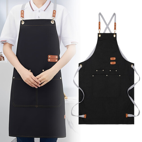 Küchenschürze aus Baumwoll-Canvas mit 2 Taschen 2