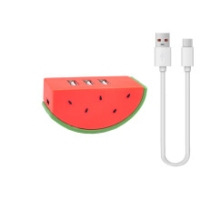 3-poorts USB-hub/splitter – Fruitvormig, opladen en gegevensoverdracht, draagbaar voor laptop/pc/USB-stick/toetsenbord/muis – Compatibel met