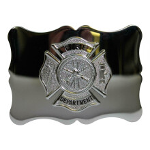 Polished Chrome US Fire Department Scalloped Edge Kilt Belt Buckle