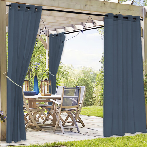 Cortinas de pátio impermeáveis azul-marinho, 84x52 polegadas, poliéster com
