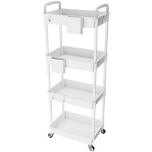 Carro utilitario rodante de 4 niveles con asa, carro utilitario multifuncional para almacenamiento y organización en cocina, baño, sala de estar y