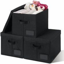 Lot de 3 bacs de rangement empilables en tissu avec couvercles