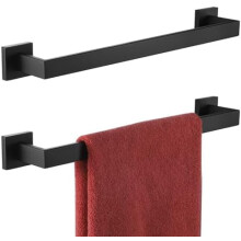 Barre porte-serviettes en acier inoxydable noir mat de 61 cm (24 po) - Lot de 2