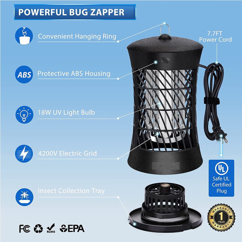 Xhy Bug Zapper2Pack4200V Ηλεκτρικές Αδιάβροχες Λάμπες Mosquito Zapper με Καλώδιο 7,7 ποδιών 2