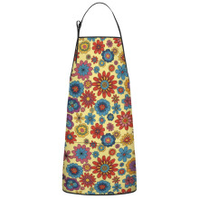 Pioneer blomstertrykk mønster bomulls-lin forkle med lommer, vanntett justerbar, 33x27 tommer for kjøkken, hagearbeid, grilling, salong
