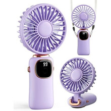 Hordozható, 3 az 1-ben ventilátor: 4000mAh, 5 sebességfokozat, 90-ban összecsukható, digitális kijelző, utazáshoz/irodai