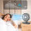 Ventilateur de bureau USB avec affichage numérique, fixation murale 8 pouces 4
