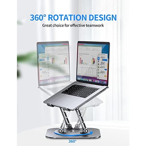 Suporte para laptop ajustável com rotação de 360, dobrável e ergonômico, compatível com MacBook Pro/Air de até 16 polegadas, cinza. 1