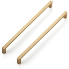Lot de 5 poignées carrées massives de 25 cm (10 pouces) - Poignées en bronze champagne pour armoires et tiroirs de cuisine