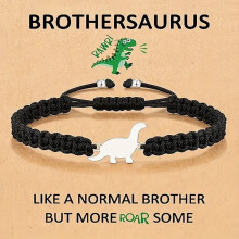 Adjustable Dinosaur Beaded Bracelet with "You're Braver" – Boy's Birthday/Christmas Gift, Compatible with Kids Ages 6-12
