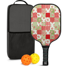 Pickleball Paddles Set with 2 Balls & Bag – Floral Fiberglass Rackets, Compatible with Indoor/Outdoor Play
