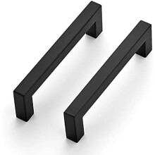 Poignées de meuble noir mat, paquet de 14, entraxe de 12,7 cm (5 pouces).
