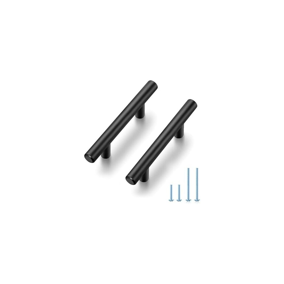 25-Pack 4" Matte Black Cabinet Pulls, 2.5" (64Mm) Hole Center, Stainless Steel, Compatible With Standard Cabinets 9448990324125
