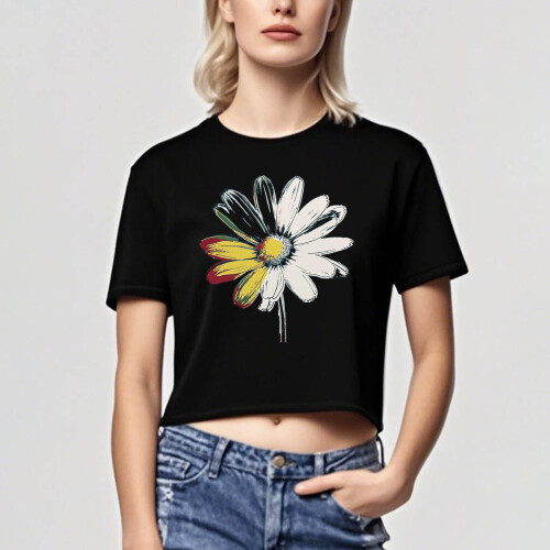Γυναικείο Crop Top με Φλοράλ Στάμπα από Βαμβάκι XS-XL 1