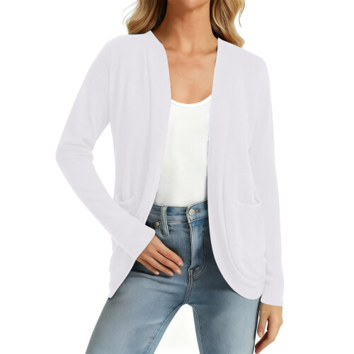 Leichte, offene Strickjacke für Damen mit Taschen