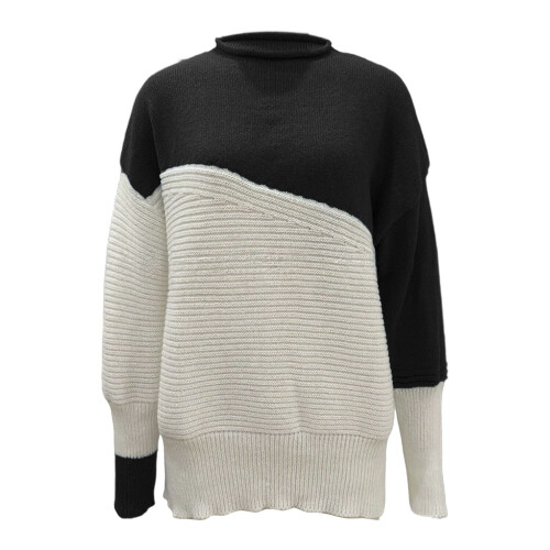 Damenpullover, lässig, locker gestrickt, langärmelig, Rundhalsausschnitt, Herbst/Winter 2