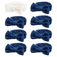 Set di bomboniere per addio al nubilato: fasce per capelli da spa per la sposa e le damigelle (1 sposa + 7 blu navy) – Graziose fasce per capelli