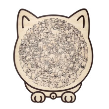 Puzzle in legno a forma di gatto, colorato, 1 pezzo